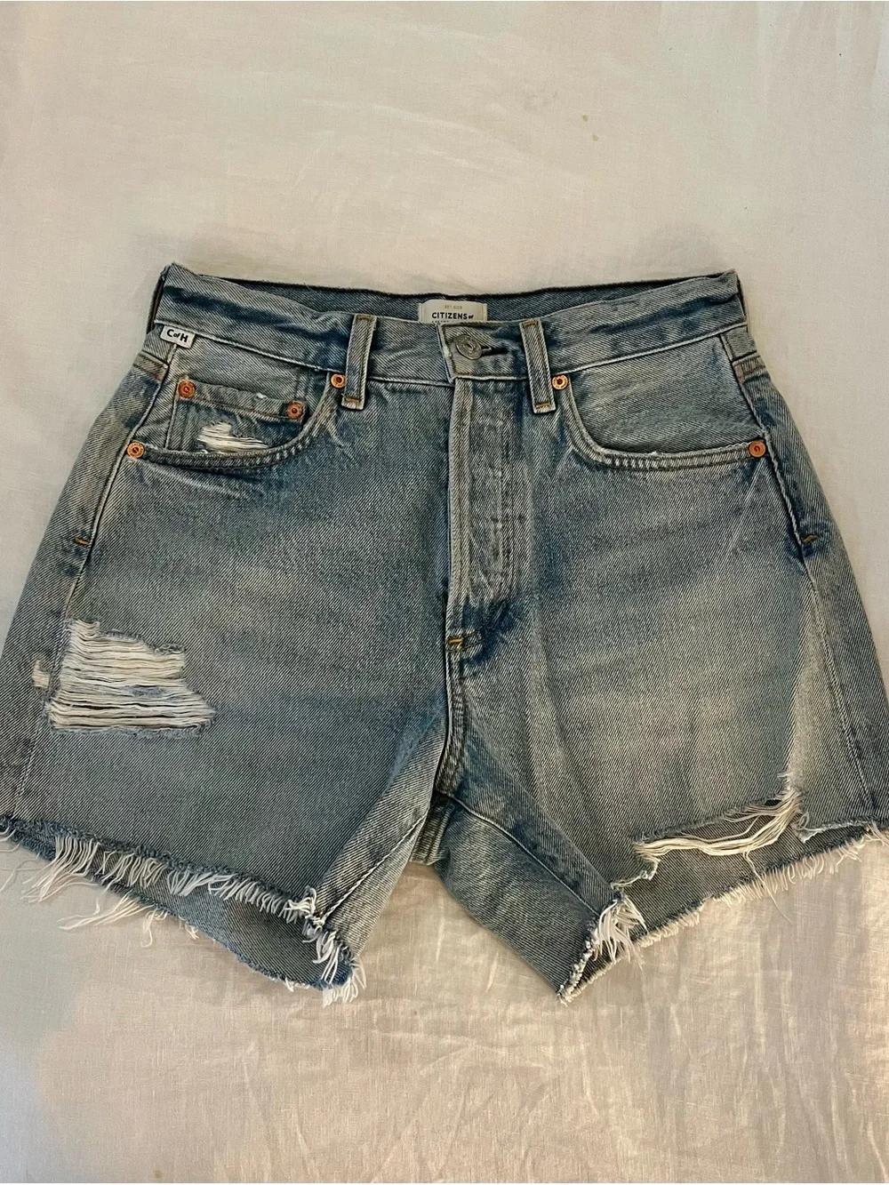 Citizens of Humanity blue Annabelle Long Denim Shorts, size 23